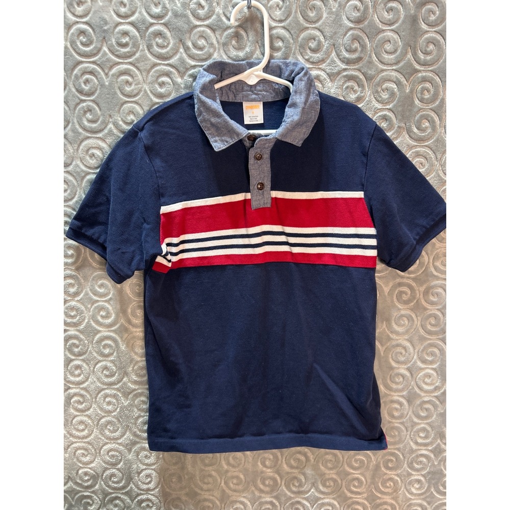 Gymboree Navy Red White Stripe Short Sleeve Polo Shirt Top Size 8 Kids Boys